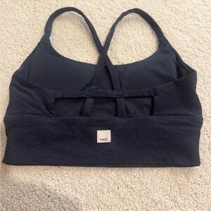 Vuori Heathered Navy Sports Bra